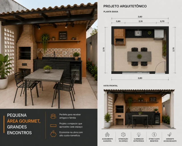 Projeto de área gourmet compacta
